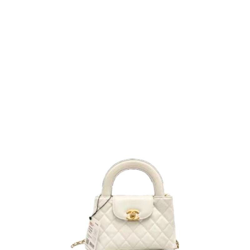 ZENVIA - Lambskin Mini Kelly Chain Bag White