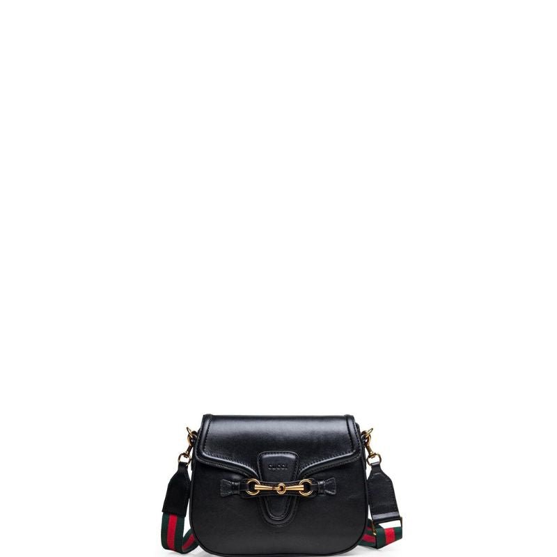 ZENVIA - Lady Web Saddle Leather Bag Black