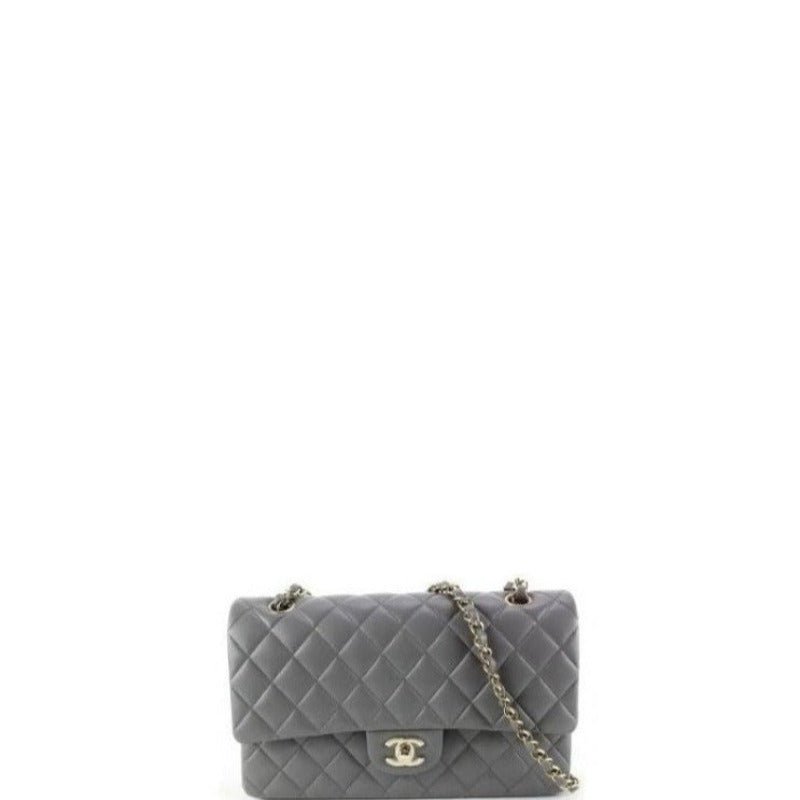 ZENVIA - Lambskin Classic Double Flap Bag Grey