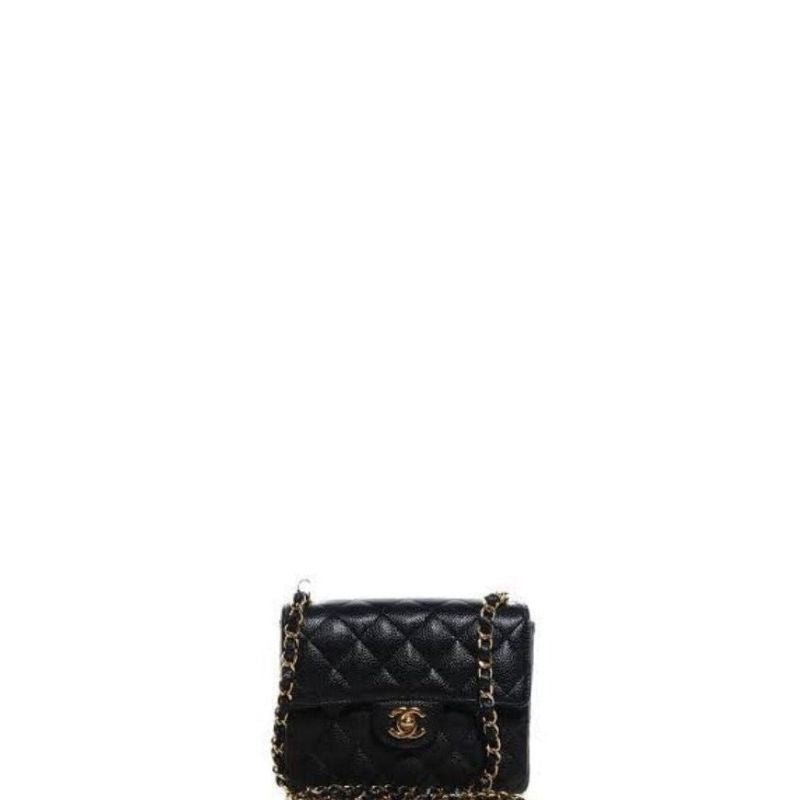 ZENVIA - Caviar Mini Square Flap Bag Black