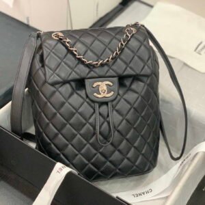 ZENVIA - Lambskin Vintage Backpack Black Silver