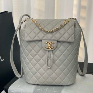 ZENVIA - Lambskin Vintage Backpack Gray Gold