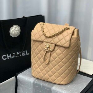 ZENVIA - Lambskin Vintage Backpack Apricot Gold