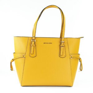 Voyager Large Marigold Pebbled Leather East West Tote Bag Purse